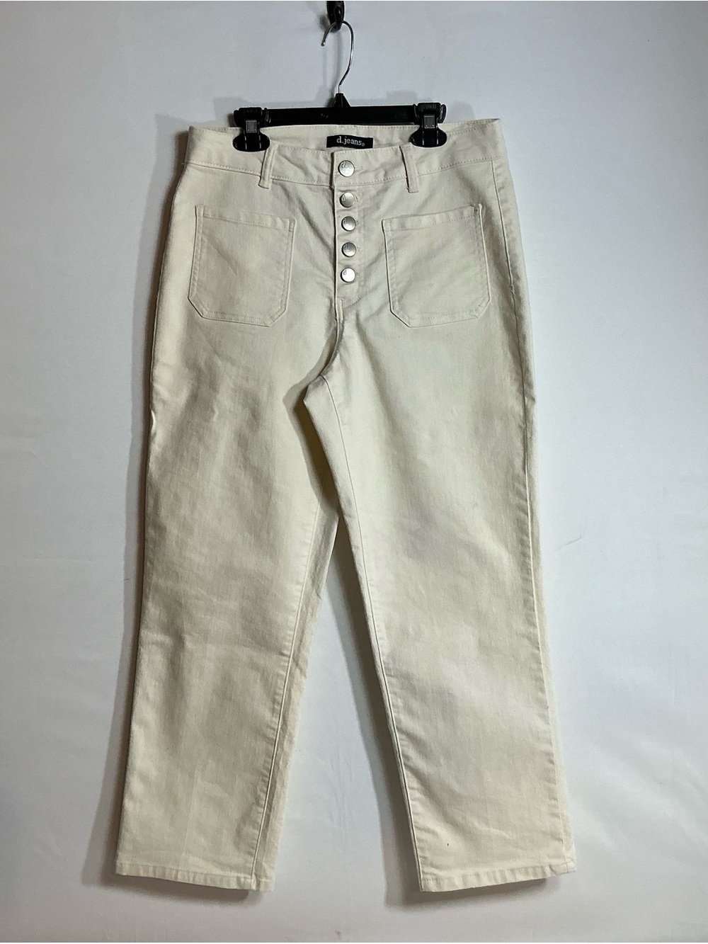 d. jeans Cream High-Rise Button-Fly Straight Jeans